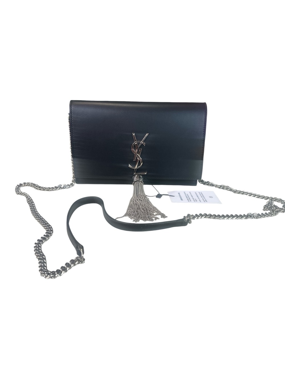 Saint Laurent Black Leather Kate Tassel Chain small Wallet